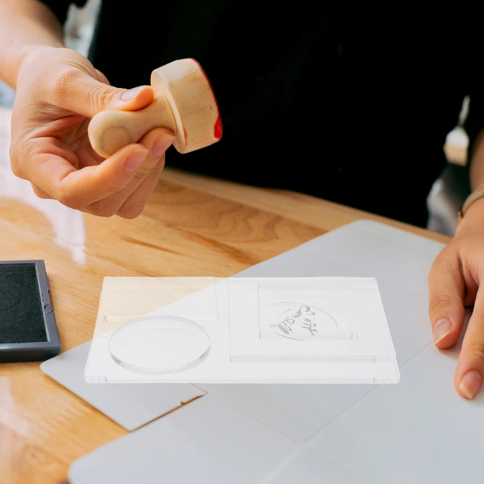 

5Pcs Transparent Acrylic Stamp Blocks Clear Rubber Stamp Holder for Scrapbooking Card Making DIY Crafting Tools