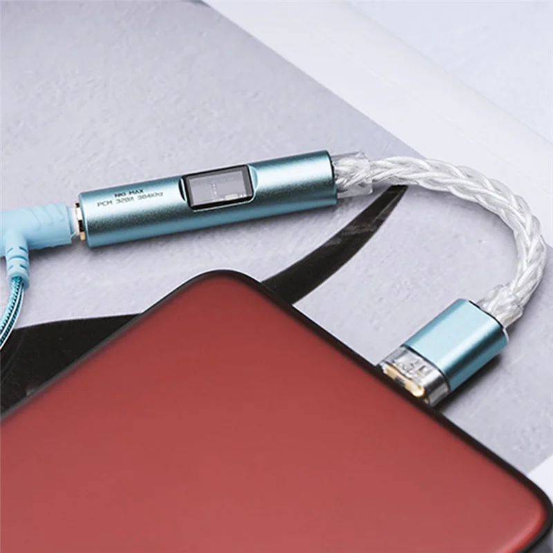 BNVN-Type-C DAC كابل مكبر للصوت MAX97220 OP-AMP IC Hifi محول NK1 MAX فك رقاقة CX31993 سلك OCC مطلي بالفضة #6