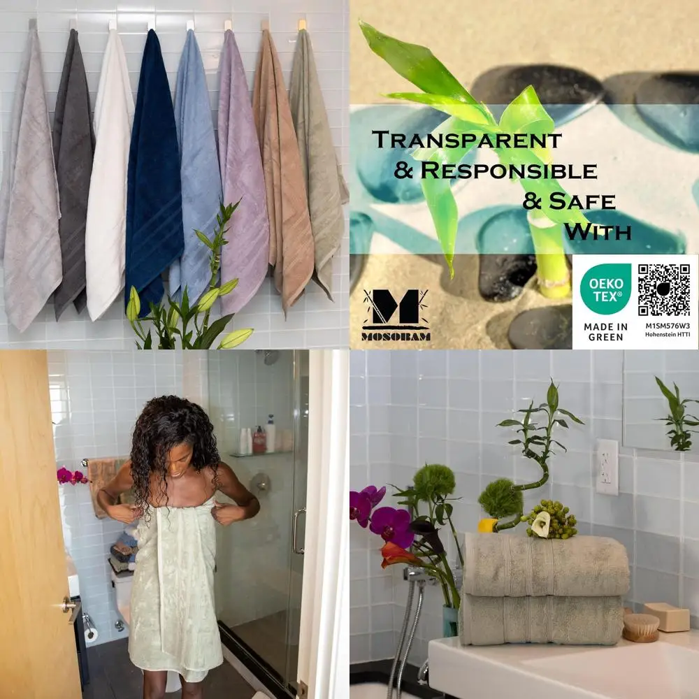 

Premium Pair of 30x58 Bath Towels in Seagrass Green - 700 GSM Blend of Bamboo Viscose and Turkish Cotton