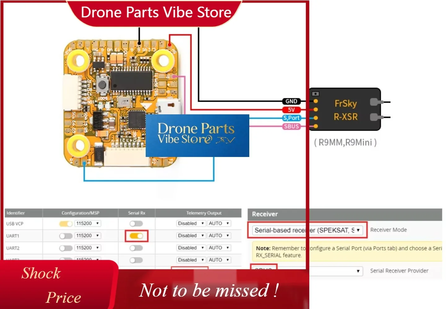 DParts1T-MOTOR F722 MINI 3~6s F7 Flight Controller Gyroscope: MPU6000 (HD +OSD +VTX SWITCH) 20*20mm FC HD READY