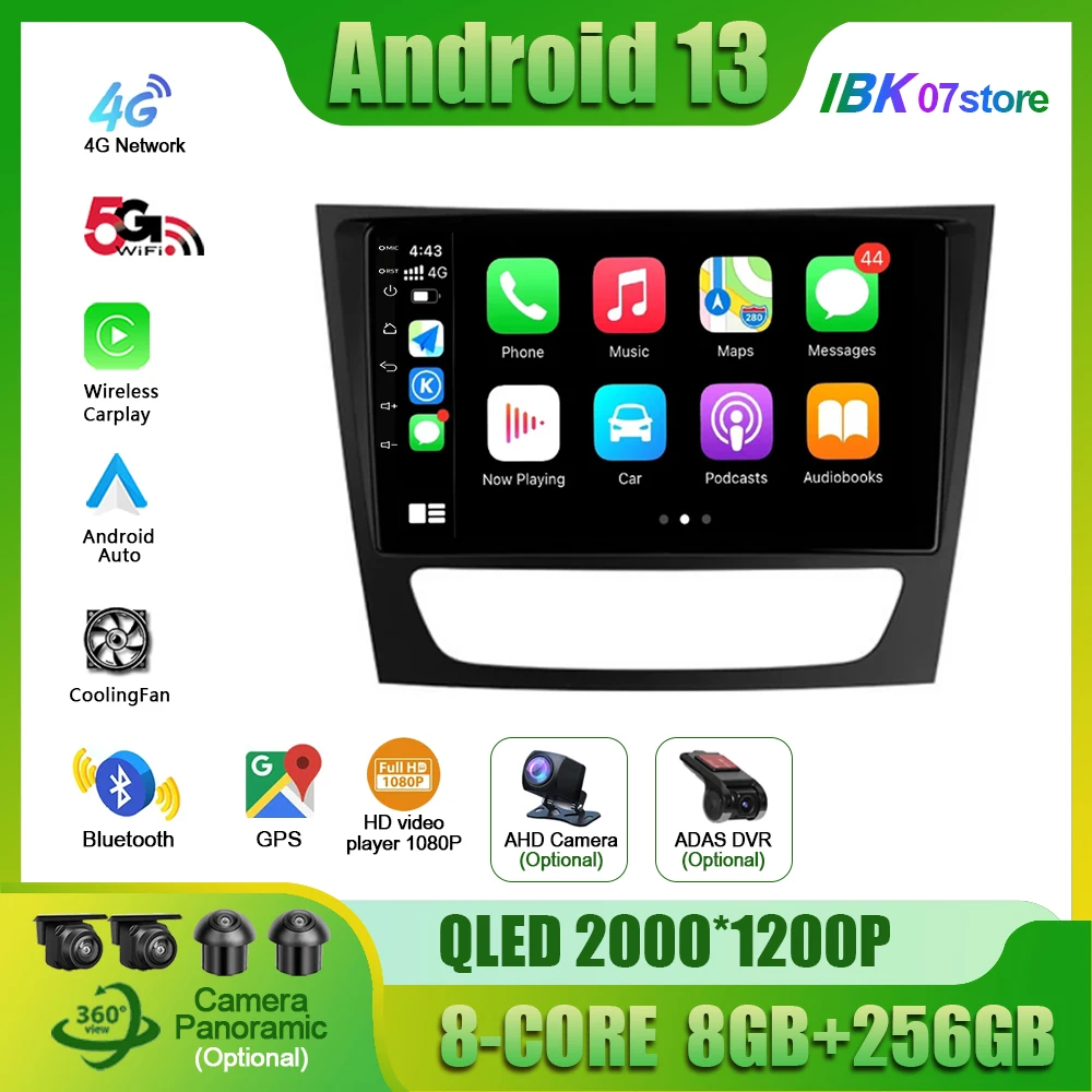 

Car Radio For Mercedes Benz E Class S211 W211 CLS Class C219 Android 13 Multimedia Player DSP Wireless Carplay Auto 8 Core DSP