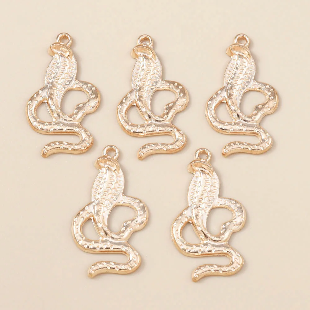 Leslie 10 Stück 18 x 34 mm goldfarbene Cobra-Schlangen-Anhänger für DIY handgefertigte Halsketten, Armbänder, Schmuckherstellung – Detail 6