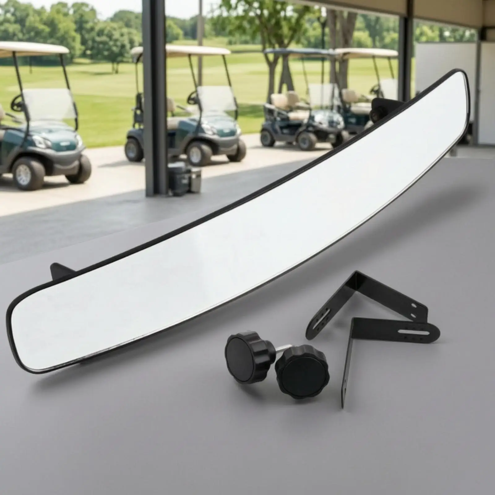 Golf Cart Rear View Mirror Convex with Jet Trim and Adjustable Hardware for Safe Rear Visibility on Carts