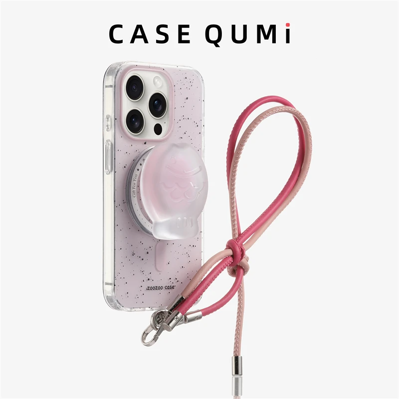 

Frosted powder splash ink fish bracket with lanyard for apple 16 phone case new iphone 16pro silicone apple 15 fall-proof apple