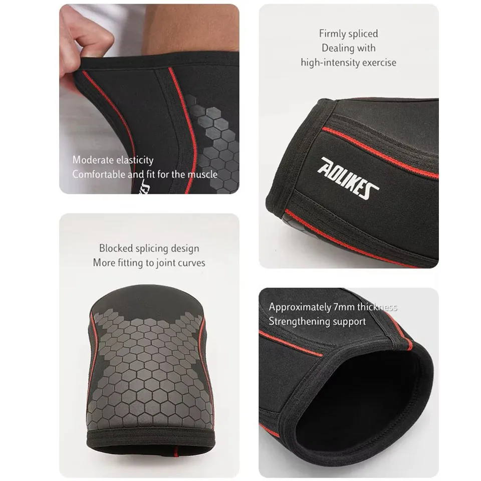 AOLIKES Elbow Sleeves 7mm (1 Pair) - High Performance Elbow Sleeve Support for Weightlifting, Weight Training & Powerlifting