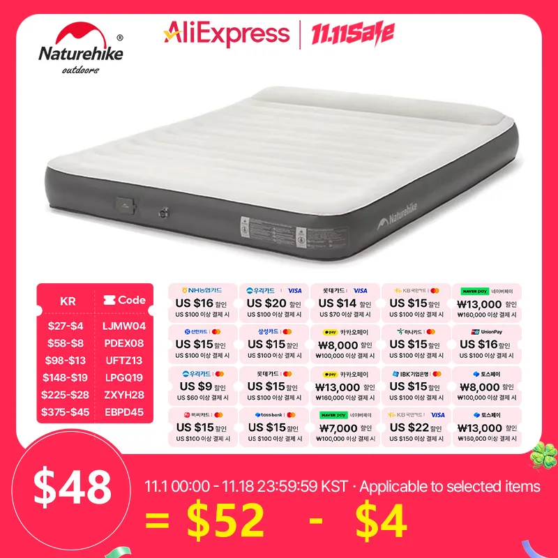 Naturehike Self Inflating Mattress Camping 2 3 Person Tent Air Mat Glamping Built In Pump Sleeping Mat With Pillow Home Mattress