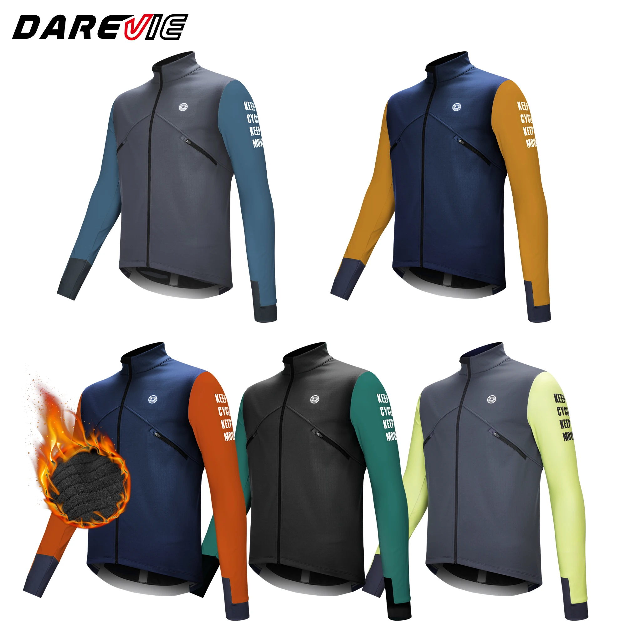 

DAREVIE Cycling Men's Jacket WindProof Fleece Pro Cycling Jackets Longsleeve Warm Soft Brushed Pro Breathable Bicycle Clothing