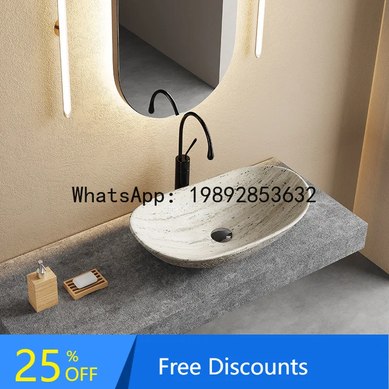 

ZK Countertop Wash Basin Homestay Basin Simple Artistic Wash Basin Artificial Stone Integrated Washstand