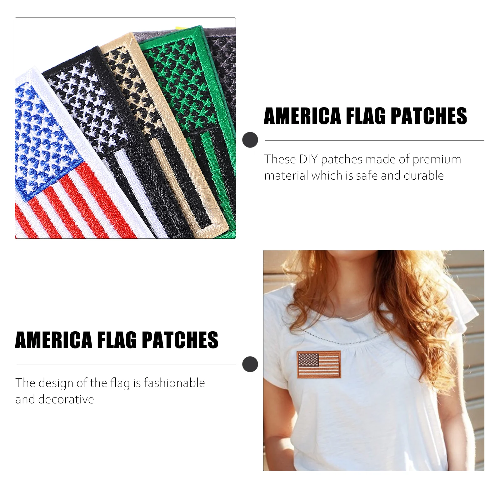 

8Pcs America Flag Patches DIY Applique Embroidery Stickers for Clothing Bags Hats Decor America Flag Patches Embroidery Patch