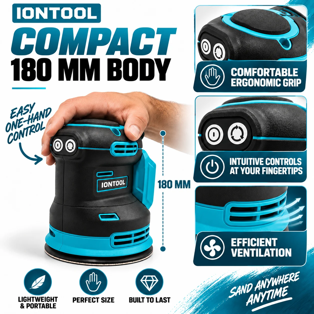 IONTOOL Cordless Sander 180mm For Guitar Body Sanding and Wooden Frame Polishing and Cabinet Surface Priming and Finishing - view 5