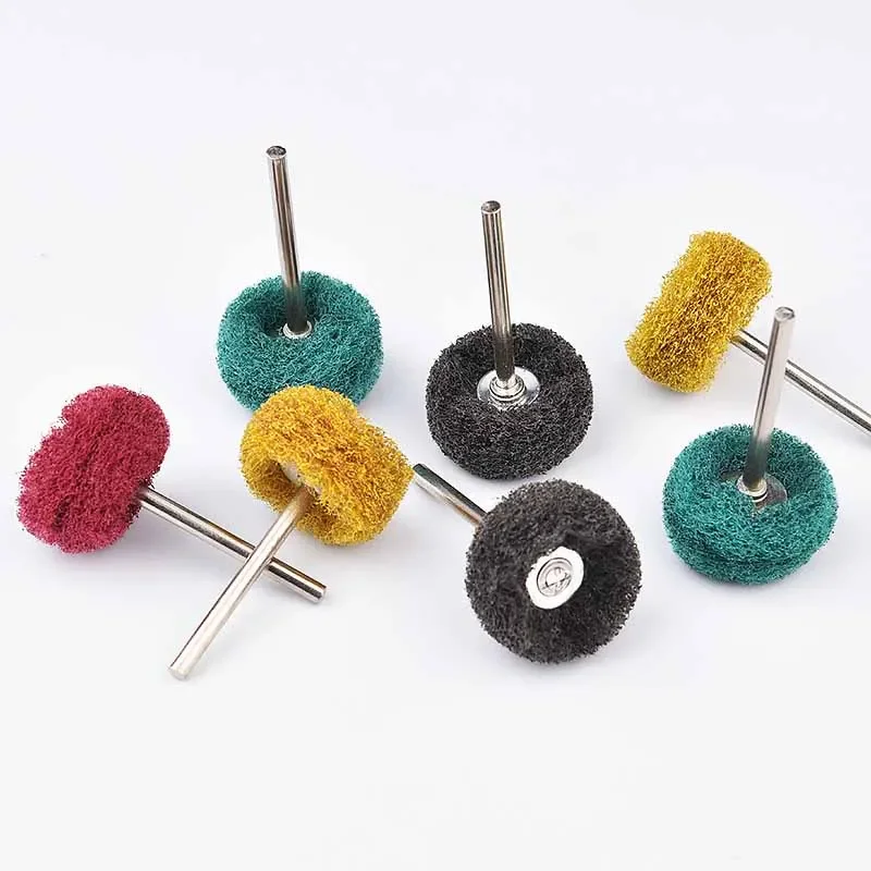 Mini Drill Abrasive Brush Nylon Buffing Polishing Wheel with 3/2.35mm Shank Grinding Sanding Head for Deburring Derusting