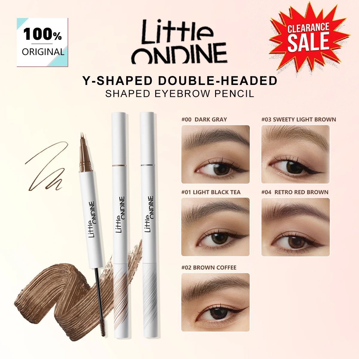 [ClearanceSale] Little ONDINE Y SHAPED DOUBLE HEADED SHAPED EYEBROW PENCIL,Double-Ended,Natural Simulation,Effortless Outlining