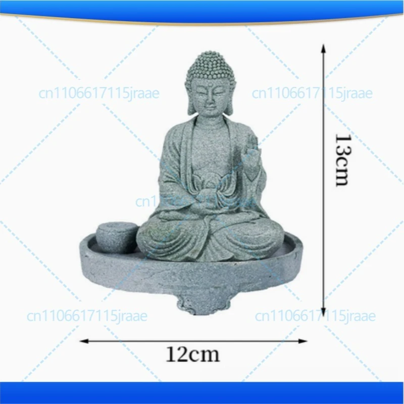 Antique‑Style Green Sandstone Buddha Ornament Creative Zen Craft Water Feature Landscape Chinese Tea Pet Home Decor Figurine