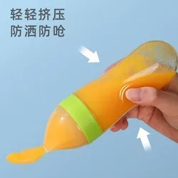 Infant Baby Squeezing Feeding Bottle Baby Silicone Baby Feeding Spoon Vegetable Fruit Feeding Spoon Rice Cereal Bottle Baby Dish