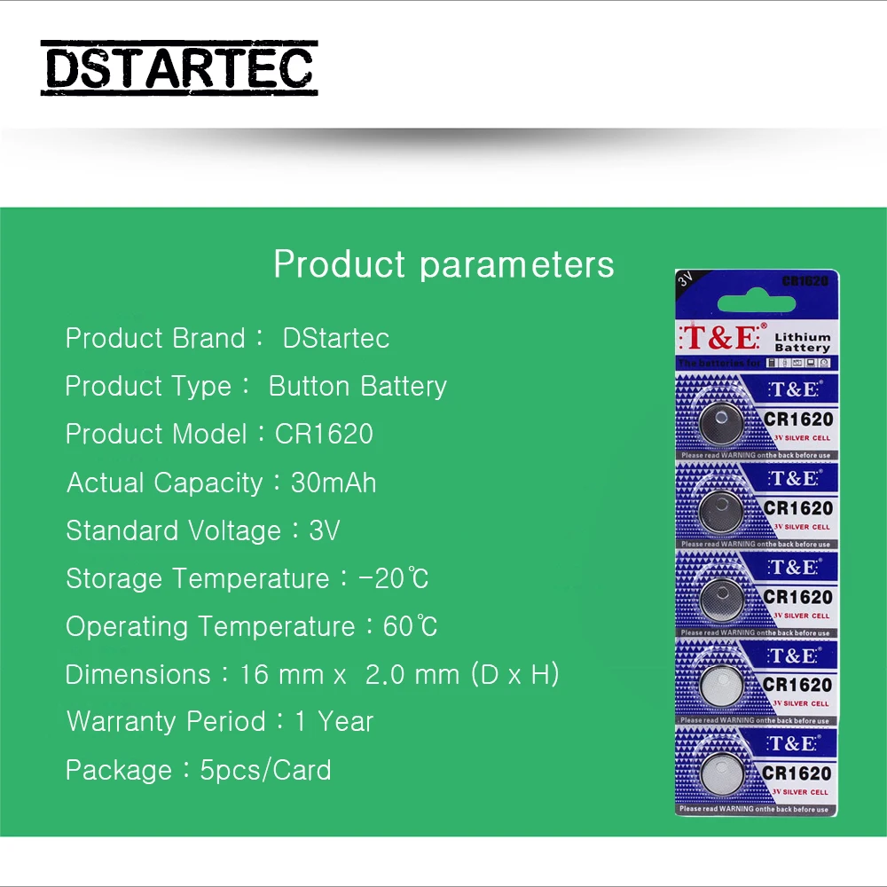 5PCS-25PCS 3V CR1620 Lithium Button Battery DL1620 BR1620 ECR1620 5009LC LM1620 CR 1620 KCR1620 30mAh Coin Cell Watch Batteries