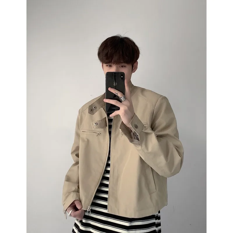 Motorcycle oulder Pads ort Jaet Men's Spring Autumn Stand Collar Jaet Trendy High-End Feeling Lightweight Mature Work...