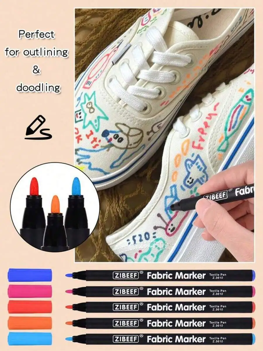 12/24 Colorful Fabric Markers, Textile Paint Set, Waterproof Long-Lasting Textile Paint, Multiple Colors Available, Suitable for Clothing, Footwear, Canvas Art, Bright Fabric Drawing Pens for Clothes, Canvas Bags, T-Shirts, and Shoes, Holiday Painting
