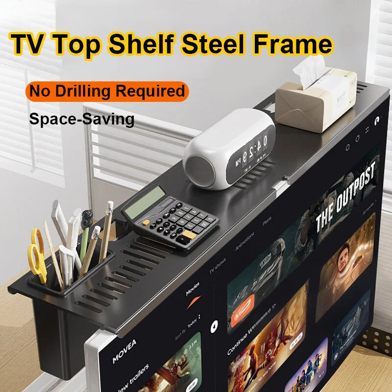 Suporte Superior de TV em Aço Sem Perfuração, Compatível com a Maioria das Barras de Som de até 15 Libras, Suporte Universal para TV e Barras de Som, Suporte para Barras de Som