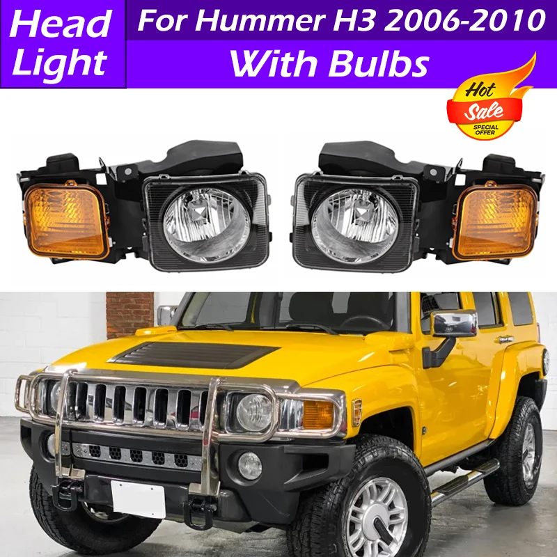 

HU2502100 HU2503100 Car Front Bumper Headlight Assembly With Bulbs Head Lamp Fog Light For Hummer H3 2006 2007 2008 2009 2010