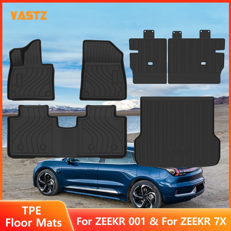 

For 2024-2025 ZEEKR 001/ZEEKR 7X Car Mats TPE Environmentally Friendly Trunk Mats Carbon Fiber Pattern Backrest Pad Accessories