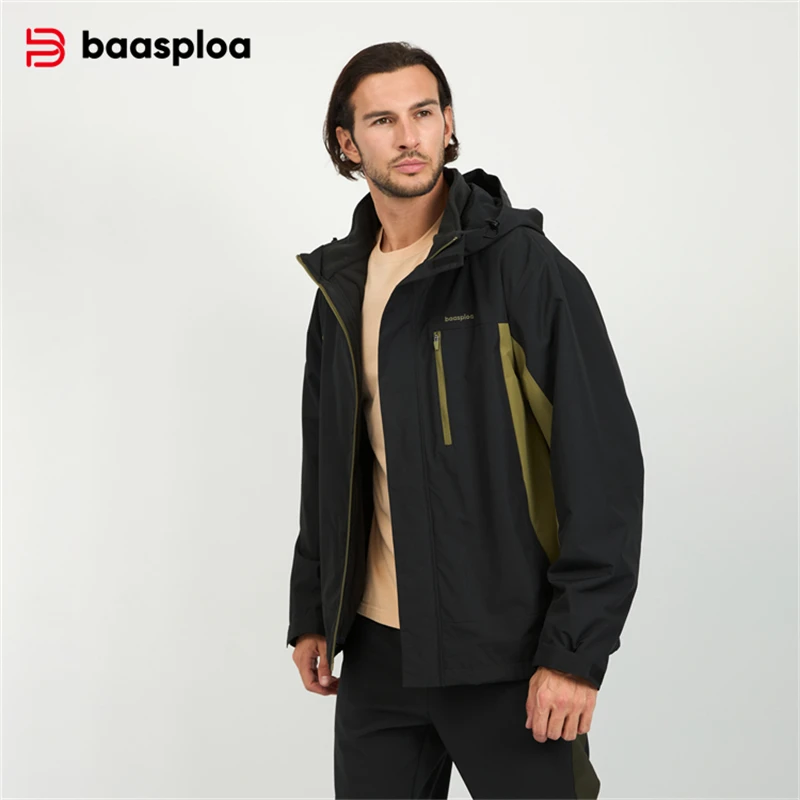 Baasploa Men Jackets Liner Detachable Autumn Hiking Outdoor Windbreaker Waterproof Men Coats Comfort Casual Walking Male Clothes