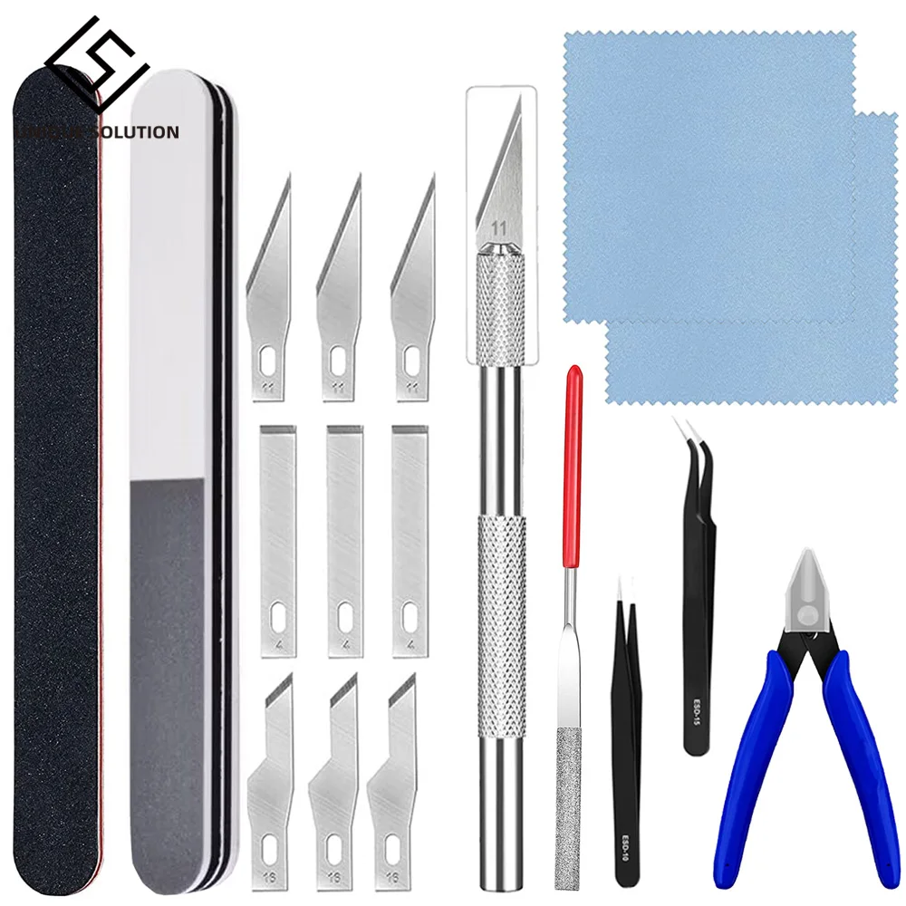 

3D printing accessories DIY Tool kit for Model Deburring Trimming Knife Edge Cutter Files Metal Brush Scraper Caliper