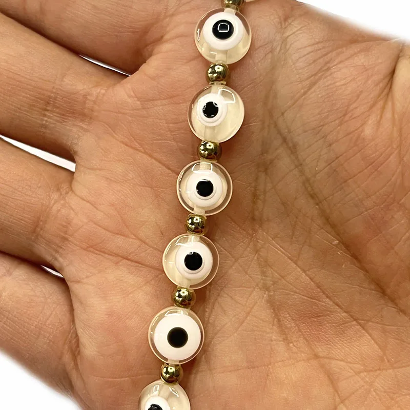 12Pieces Mix Color 9MM Flat Round Resin Eyes Bracelets With Exorcism Protection Available In Variety Of Color Hang Any Accessory