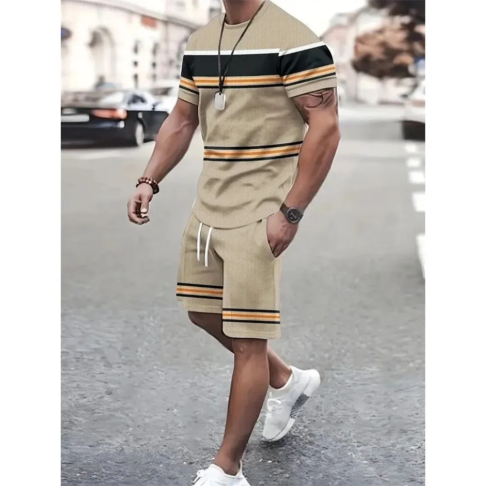 

New Summer Men's Sportswear ort-Sved T-irt Suit Two-Piece Faionable Autumn Collection by BuPaiDui