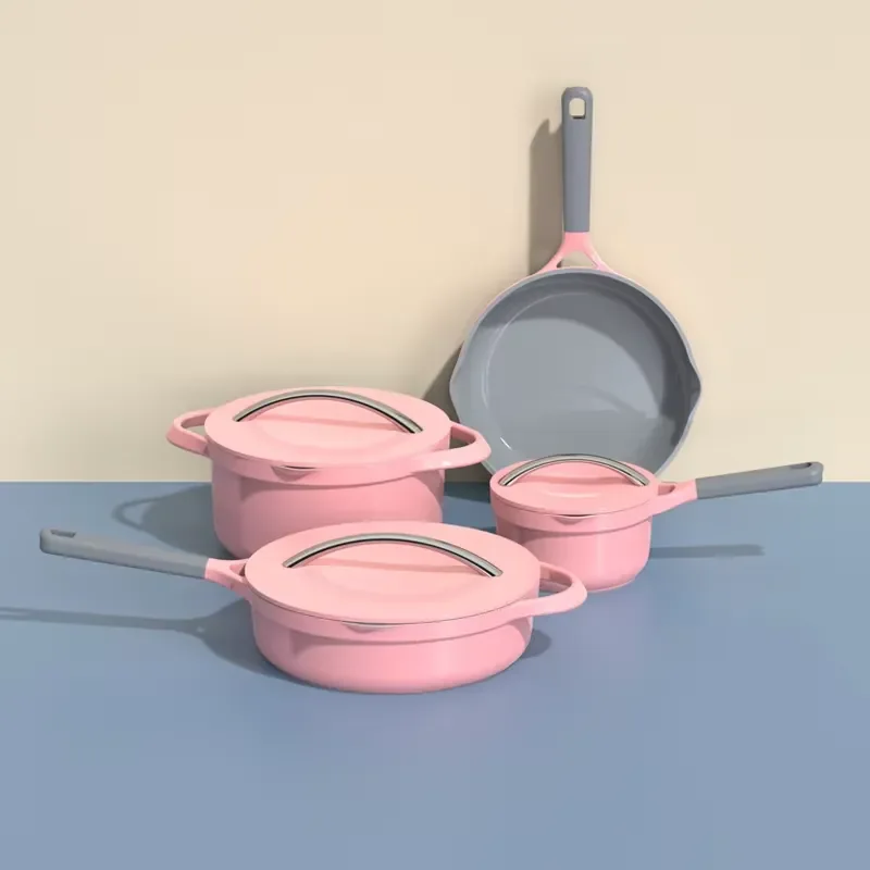 Europe Aluminum Fry Pan Non Stick Frying Pan with Lid Skillet Ceramic Coating New Design Aluminum Cookware Grill Pot