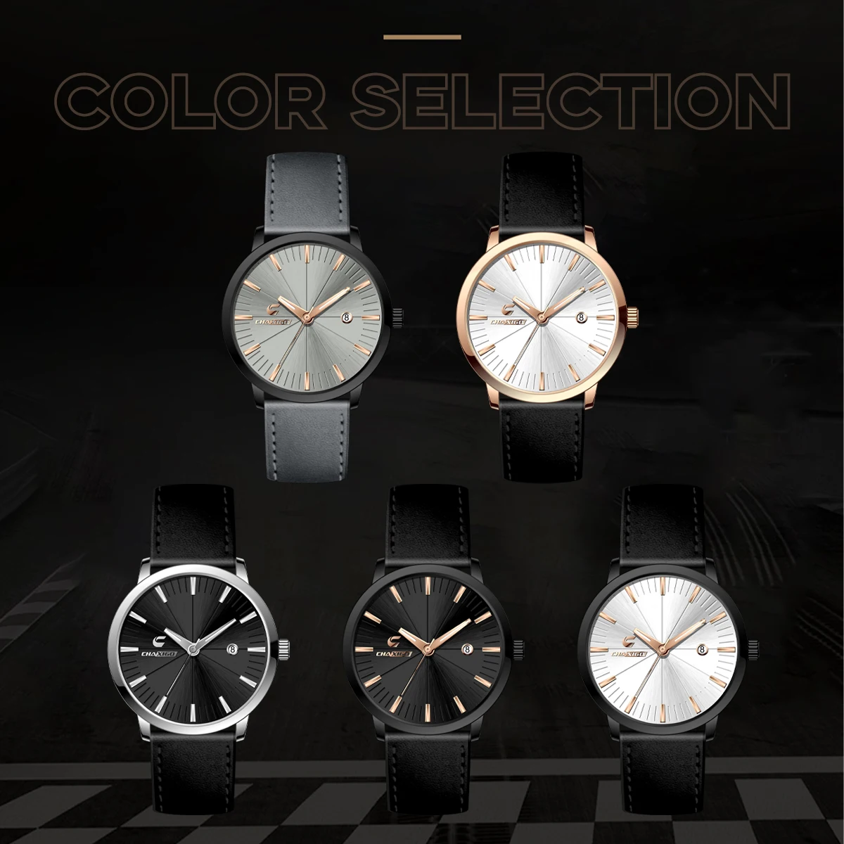 

CHAXIGO Men's Classic Business Leather Strap Watch with Luminous Hands, 30m Water Resistance, Quartz Movement, and Date Display.