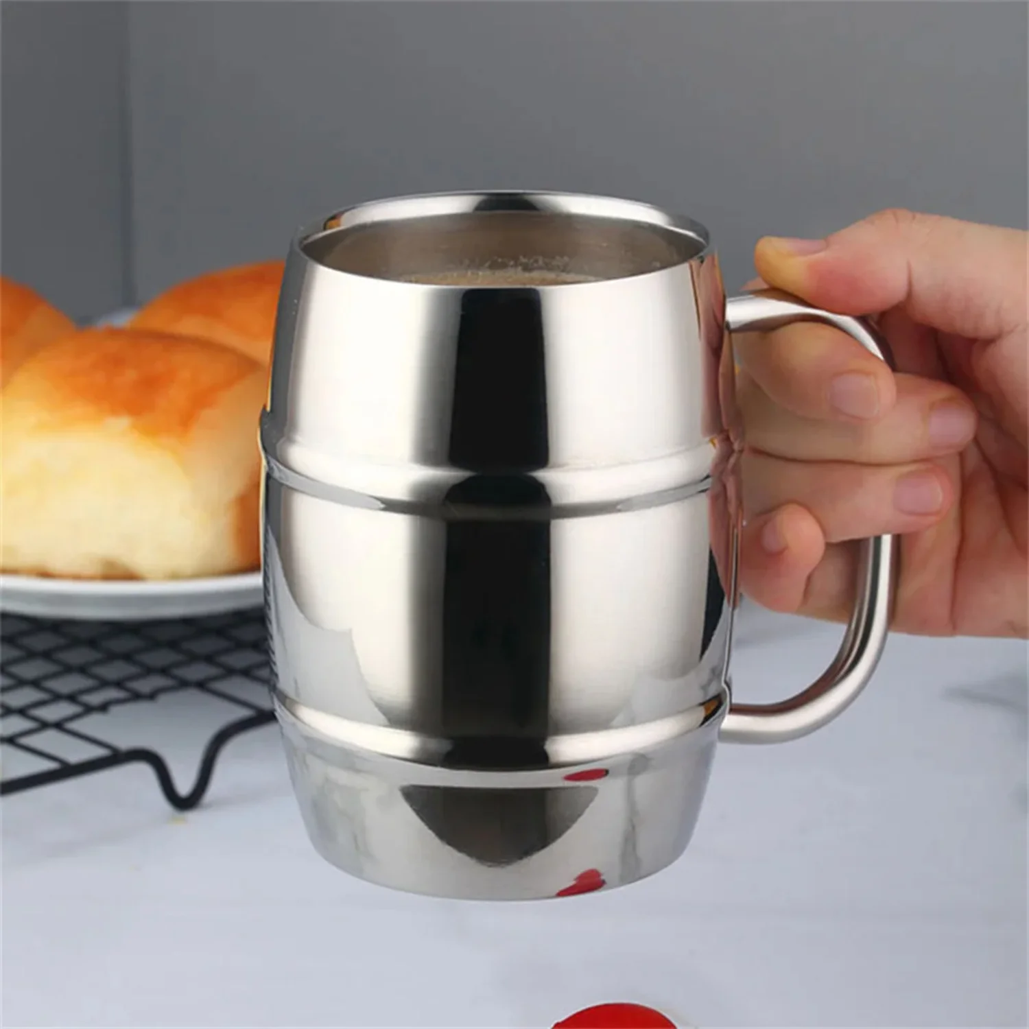 450ml 500ml Double Wall 304 Stainless Steel Coffee Mug Water Milk Tea Cup Beer Mug Outdoor Camping Insulated Cup With Handle