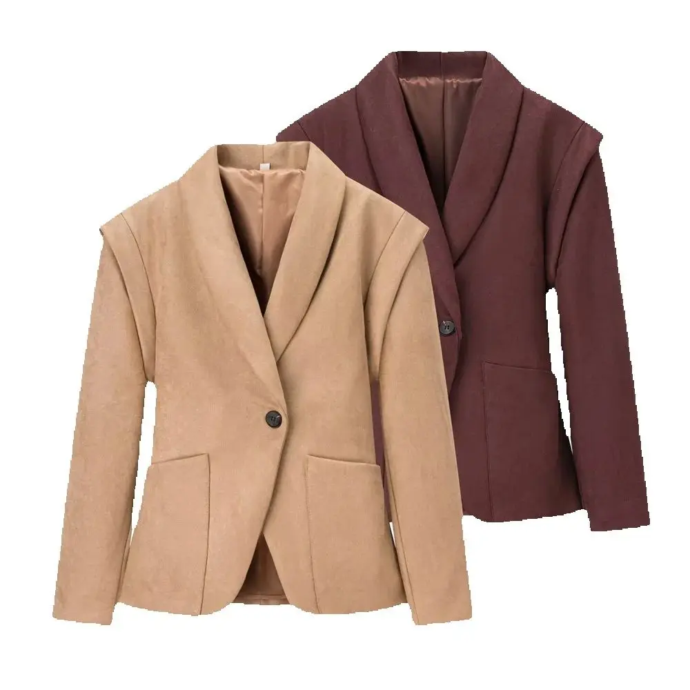 

Женская замшевая свободная куртка с воротником, длинным рукавом, карманом на пуговицах, эластичной резинкой на талии, осенне-зимняя новая модная куртка