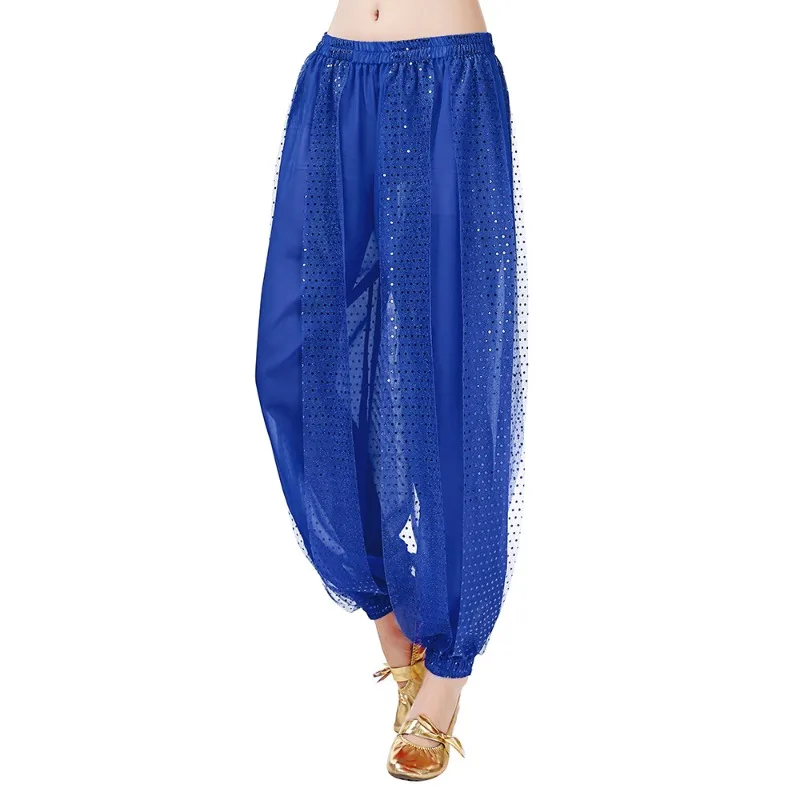 Indian Dance Pants with Sequins, Lantern-style Pants for Belly Dance Performance, Dance Pants for Belly Dance.