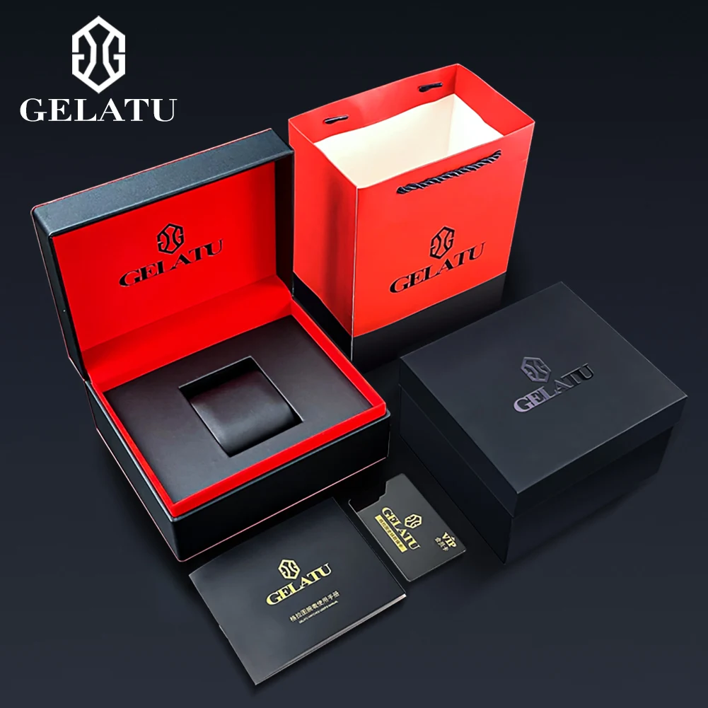 GELATU montres pour hommes de luxe mode bracelet en cuir évider cadran mécanique à remontage automatique Original montre-bracelet automatique lumineux