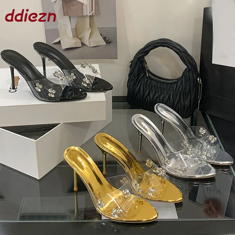 أحذية كريستال عصرية للحفلات للسيدات بكعب رفيع أحذية شفافة جديدة في عام 2026 بكعب عالٍ أحذية صنادل نسائية أنيقة #2