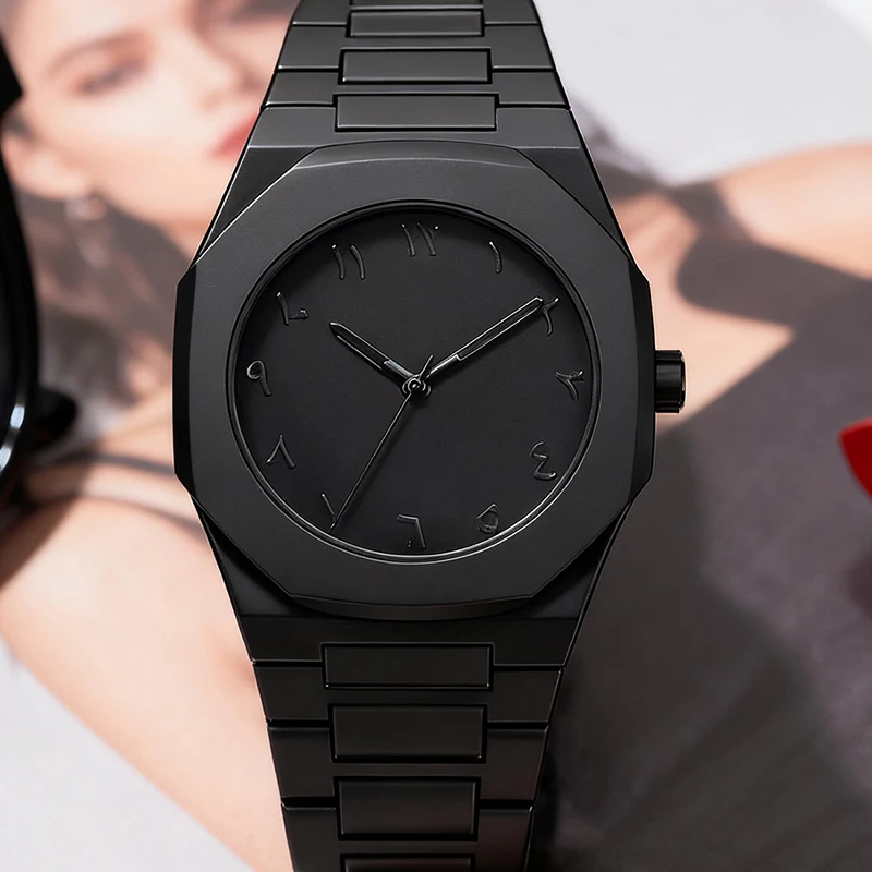 

Мужские черные стильные и минималистичные нишевые цифровые кварцевые часы.