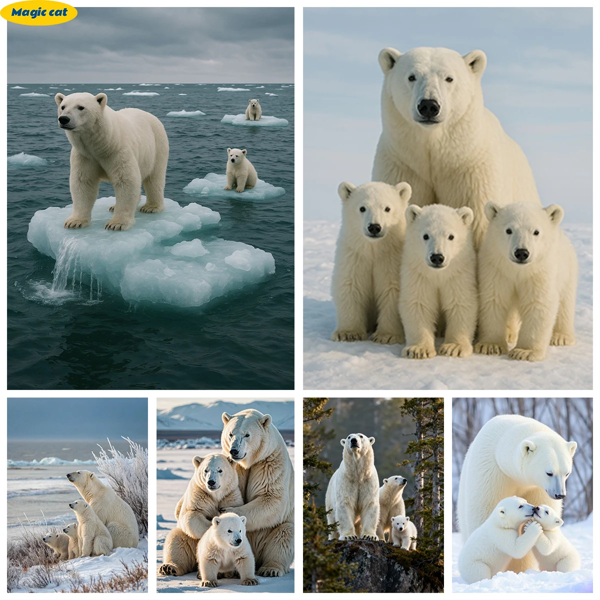 

Тема животного AB Алмазная картина Белый медведь Семья Детский Белый медведь DIY Алмазная вышивка Настенный декор Декор комнаты DIY Подарок