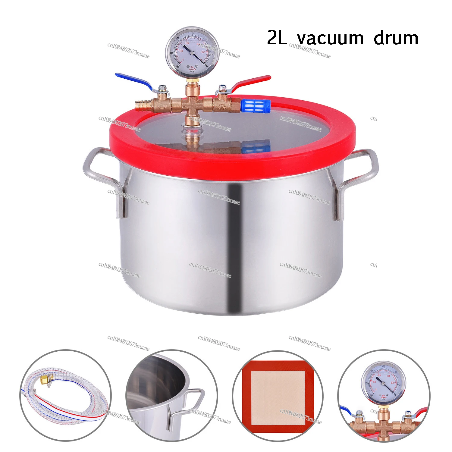 

3 Gallon 12L Stainless Steel Vacuum Degassing Chamber Vacuum Defoaming Barrel For Silicone Resin AB Adhesive 25x25CM Acrylic Lid