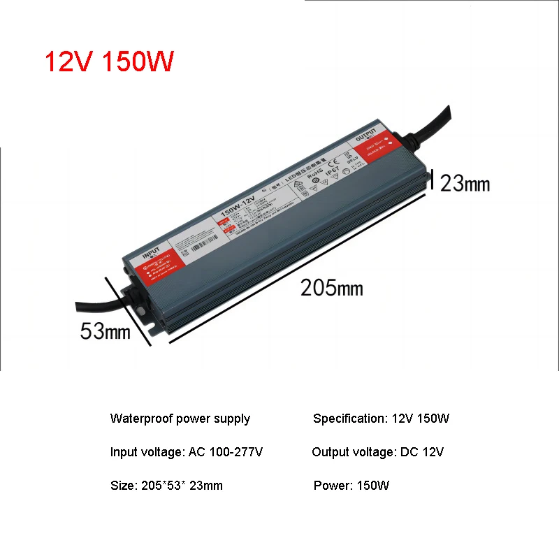 constant voltage IP67 waterproof Power Supply AC 100-277V to DC 12V 24V 400W Outdoor light strip advertising box power adapter