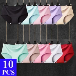 10 Pcs/lot Seamless Women Panties Summer Solid Silk Panties Skin-friendly Female Underwear Lady Briefs Woman Knickers Underpant