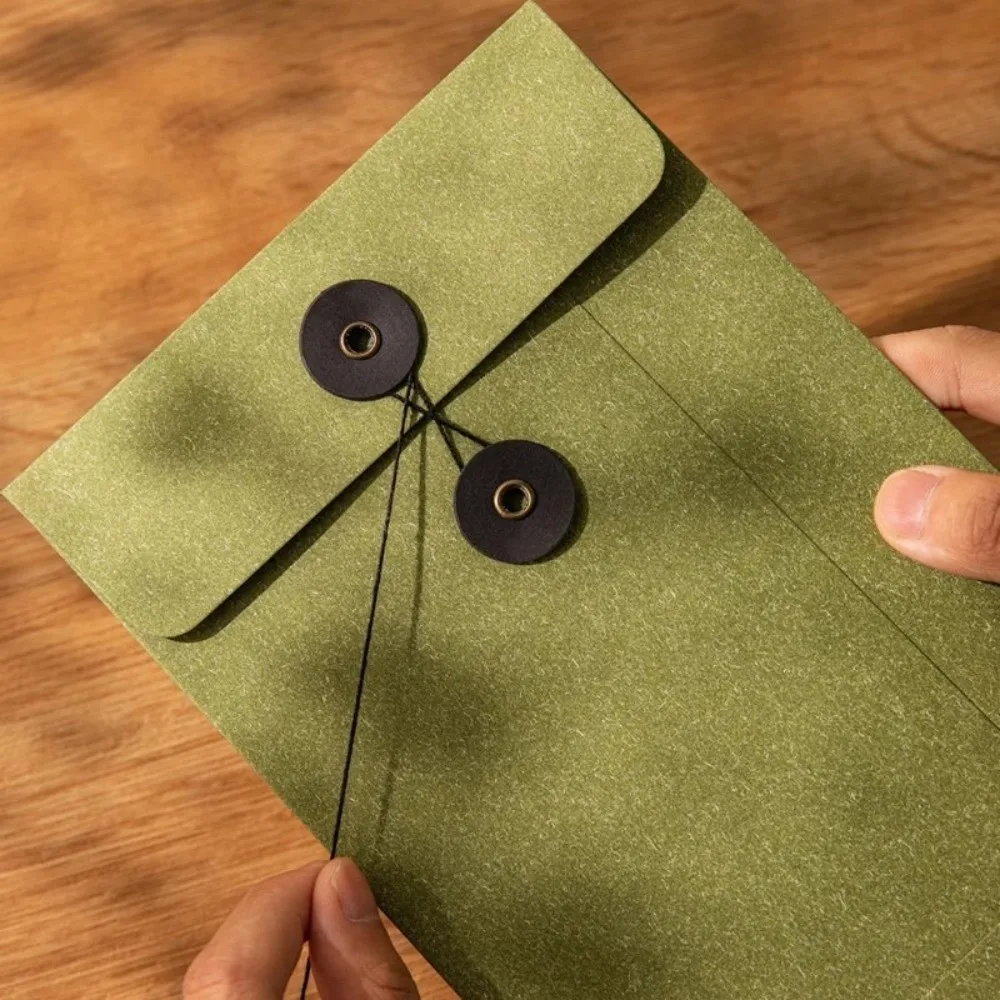 Retro A5 Kraft Paper Envelopes with String Tie Closure Clasp Invitation Card Bag High Grade Archive Bag Invoice Storage Bag