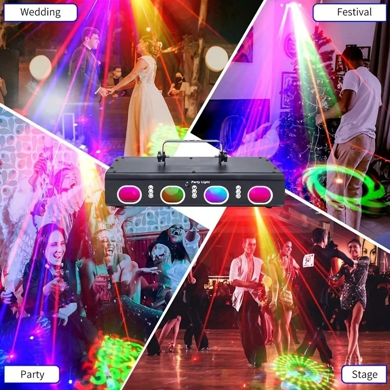 Dj Party Light Disco Strobe 3d Patroonstraal Laser Roterend Geluidgestuurd Licht Led Bar Dance Hall Ktv Verjaardagsfase Effect