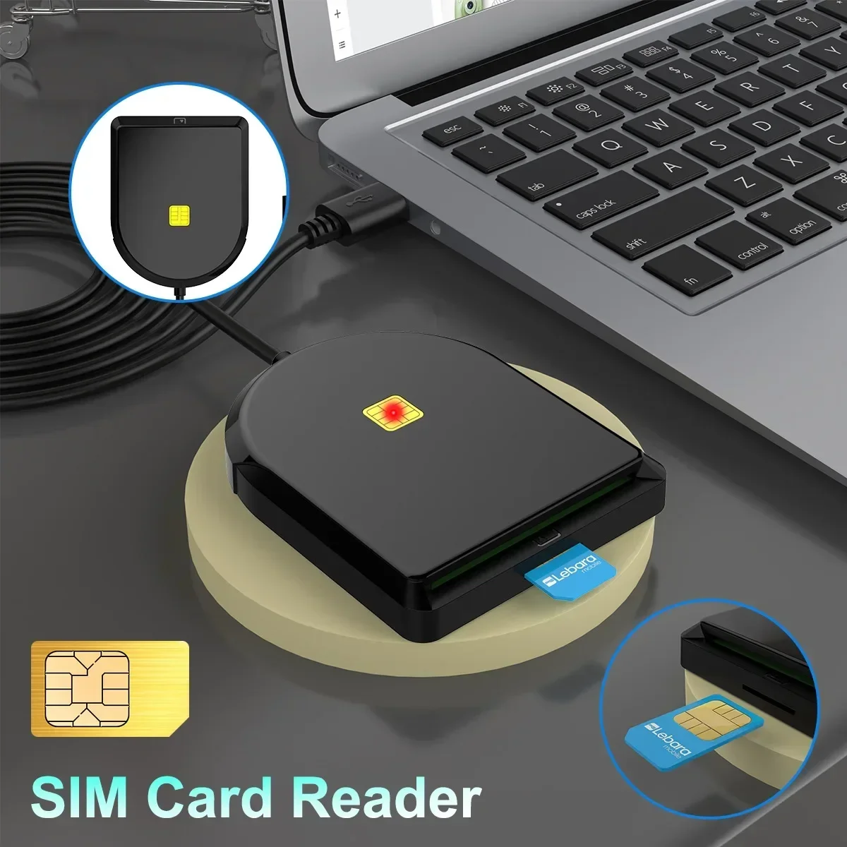 Pembaca Kartu Pintar SIM USB untuk Kartu Bank IC/ID EMV SD TF MMC Pembaca Kartu ISO 7816 USB-CCID untuk Windows 7 8 10 Linux OS Setengah Putaran