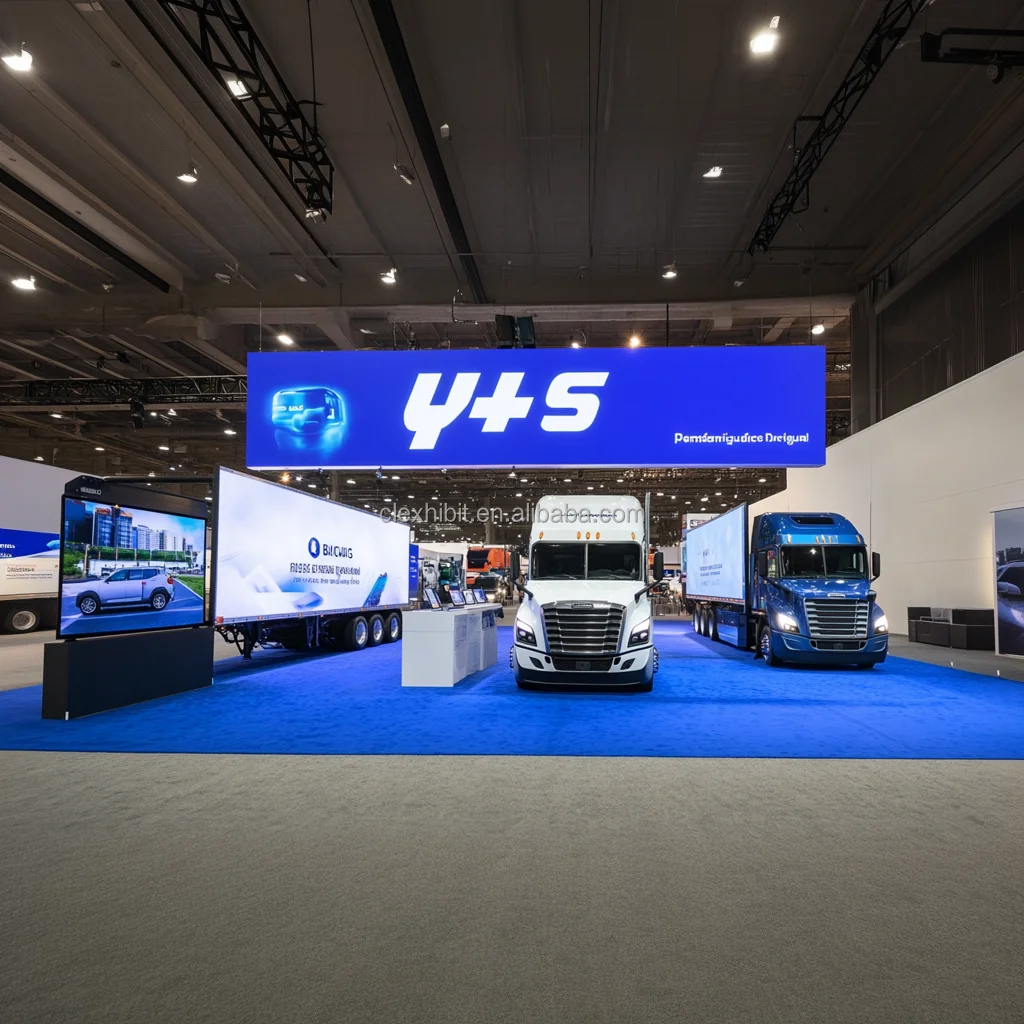 Custom Trade Show Booths Car Expo Display Modular Backlit Exhibition Booth Design for Heavy Duty Aftermarket Week