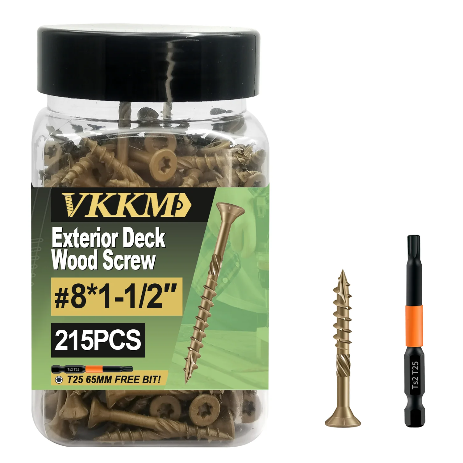 VKKM # 8*1-1/2 215 tornillos Torx para cubierta: vástago moleteado, zincado, garantía de por vida para proyectos al aire libre