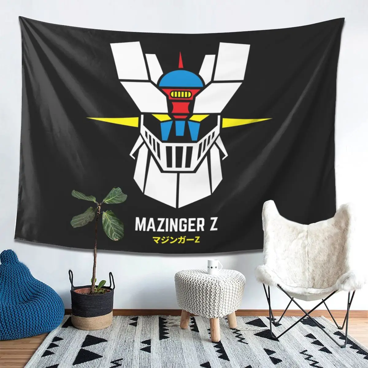 Mazinger Z Goldorak Actarus Grendizer Mask Tapestry Wall Hanging Aesthetic Home Decoration Tapestries for Living Room Bedroom
