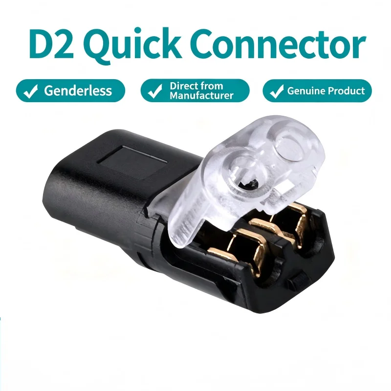 50Pcs D2 Double Line LED Connector, Detachable Interlocking 2Pin Bidirectional Cable Buckle, Welding-Free DC Lock Cover LED Stri