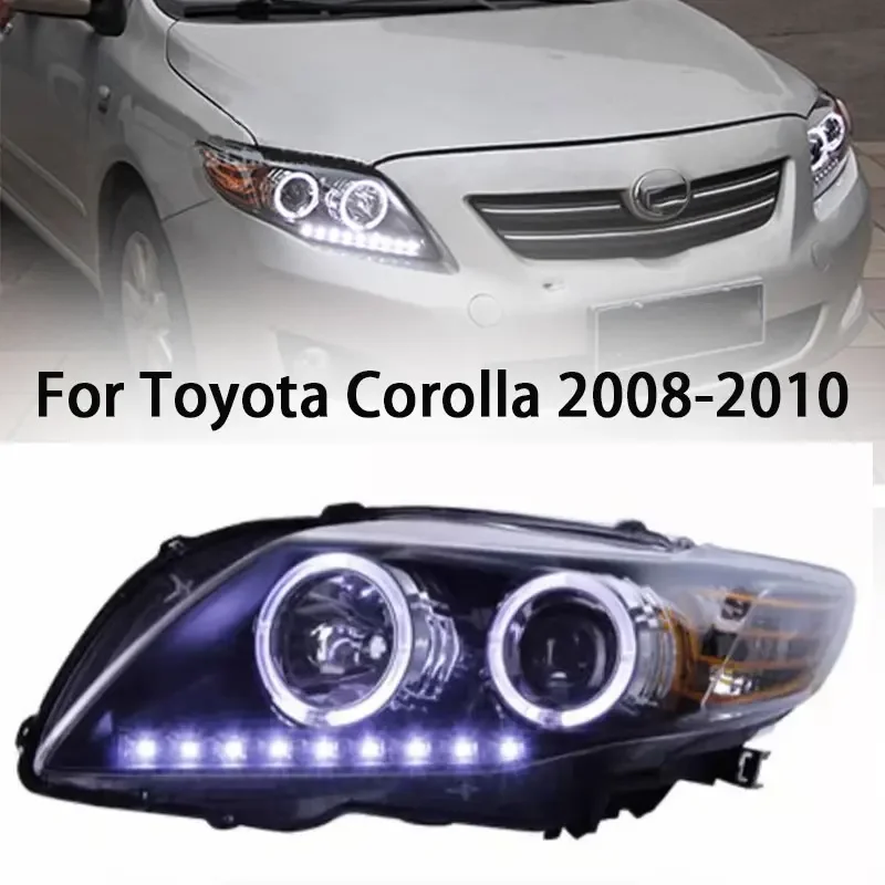 

Фара для Toyota Corolla, светодиодная фара 2008-2010, фары Corolla DRL, указатель поворота, дальний свет, линза проектора «ангельский глаз»