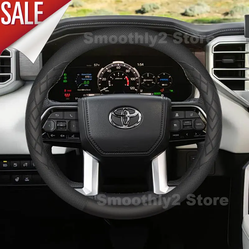 Leather Car Steering Wheel Cover For Toyota Tundra TRD Pro Rally 2026 2025-2018 Pickup Non-slip Auto Interior Accessories