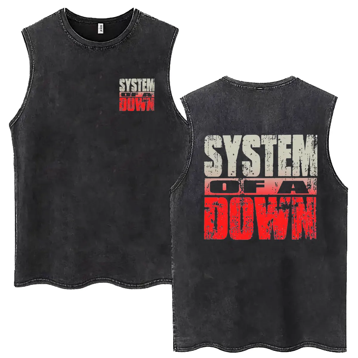 System of A Down Vintage Washed Tank Tops Men's Classic Rock Alternative Metal Sleeveless Vests T-shirt Male Oversized T Shirts — купить у AliExpress WW